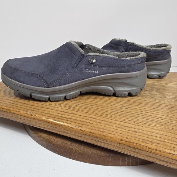 Skechers Clog Shoes Womens Size 6 Suede Faux Fur Slip On Slippers Memory Foam - Picture 3 of 9